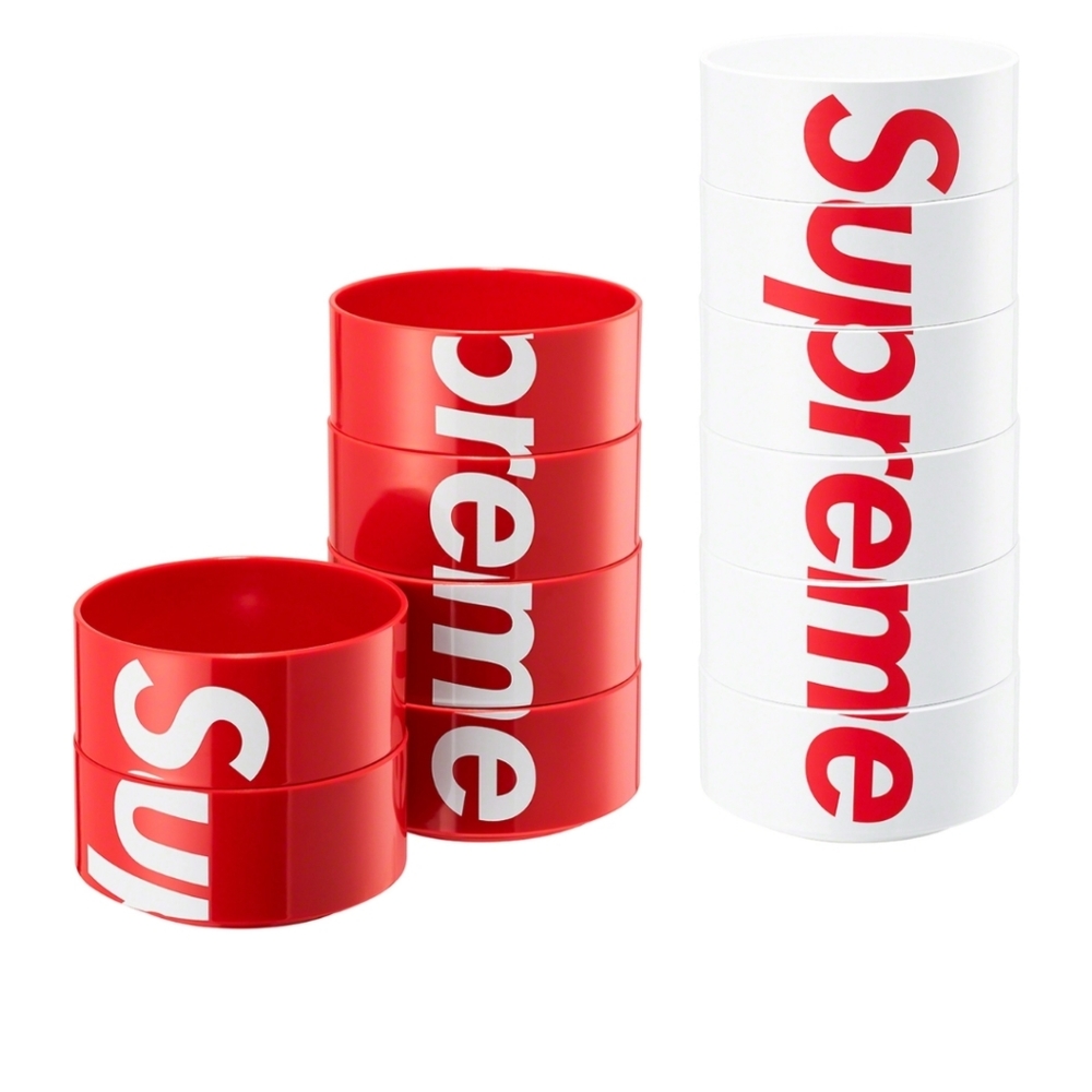 Supreme / Heller Bowls - 2 sets of 6, white/red & red/white